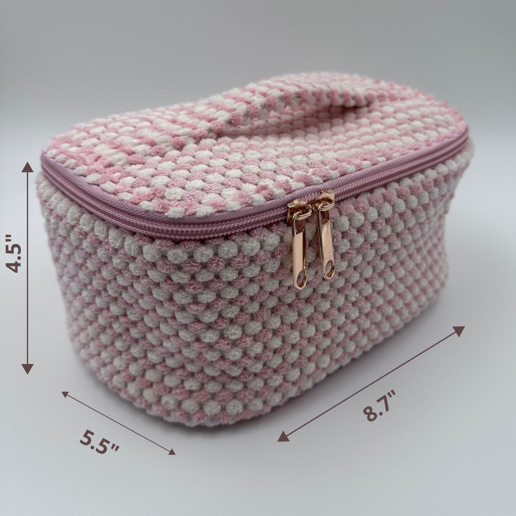 💗🤍 Pink & White Makeup Bag Set – 4-Piece Travel Set