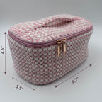 💗🤍 Pink & White Makeup Bag Set – 4-Piece Travel Set