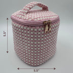 💗🤍 Pink & White Makeup Bag Set – 4-Piece Travel Set