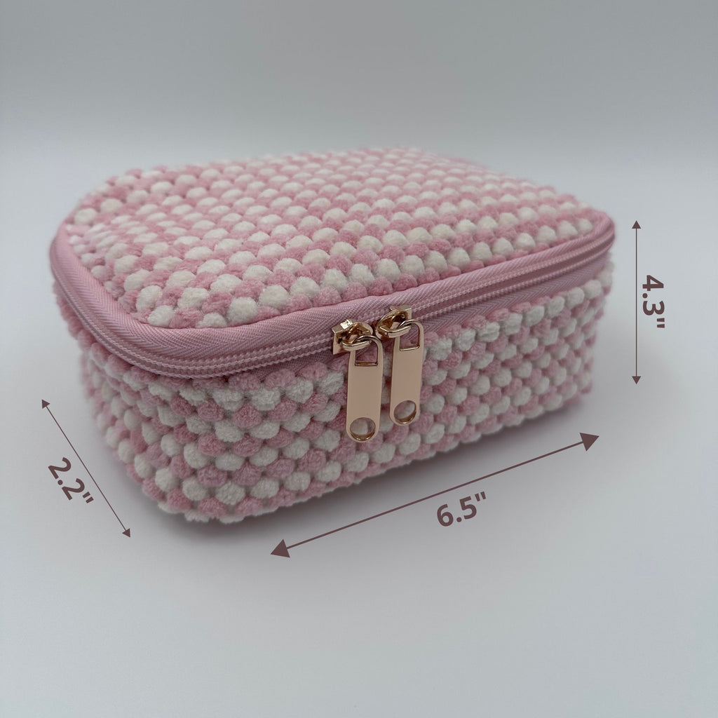 💗🤍 Pink & White Makeup Bag Set – 4-Piece Travel Set