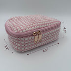 💗🤍 Pink & White Makeup Bag Set – 4-Piece Travel Set