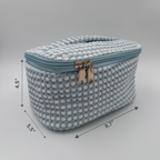 💙🤍 Light Blue & White Makeup Bag Set – 4-Piece Travel Set