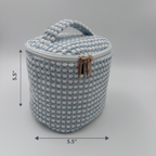 💙🤍 Light Blue & White Makeup Bag Set – 4-Piece Travel Set