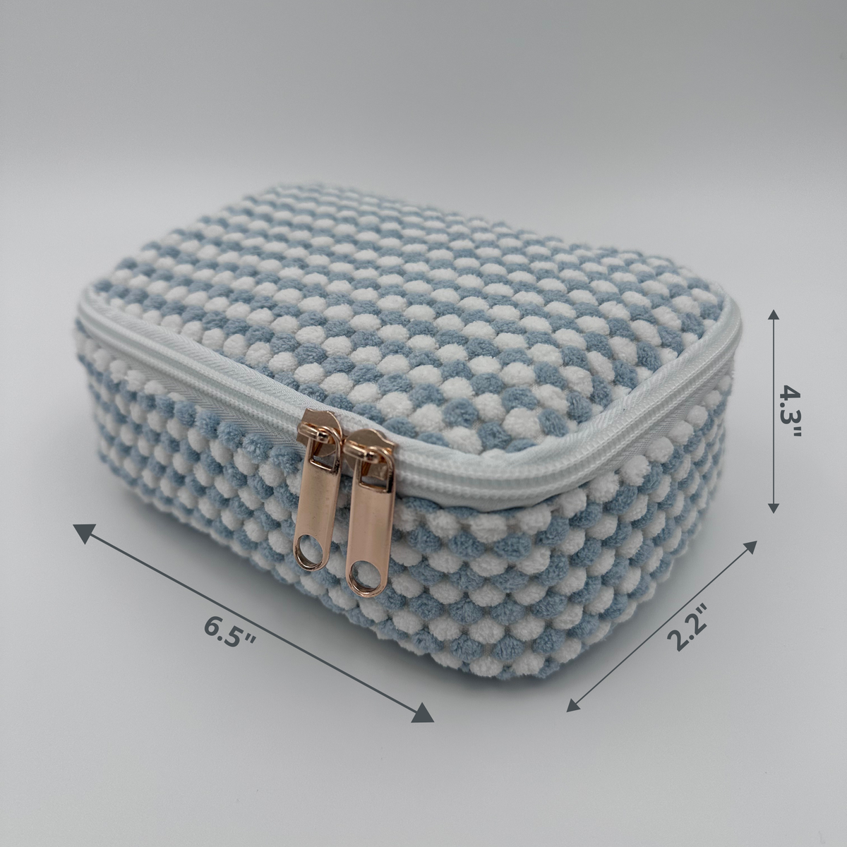 💙🤍 Light Blue & White Makeup Bag Set – 4-Piece Travel Set