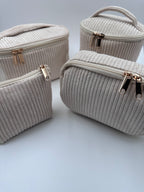 🤎🤍 Cream & Beige Makeup Bag Set – 4-Piece Travel Set