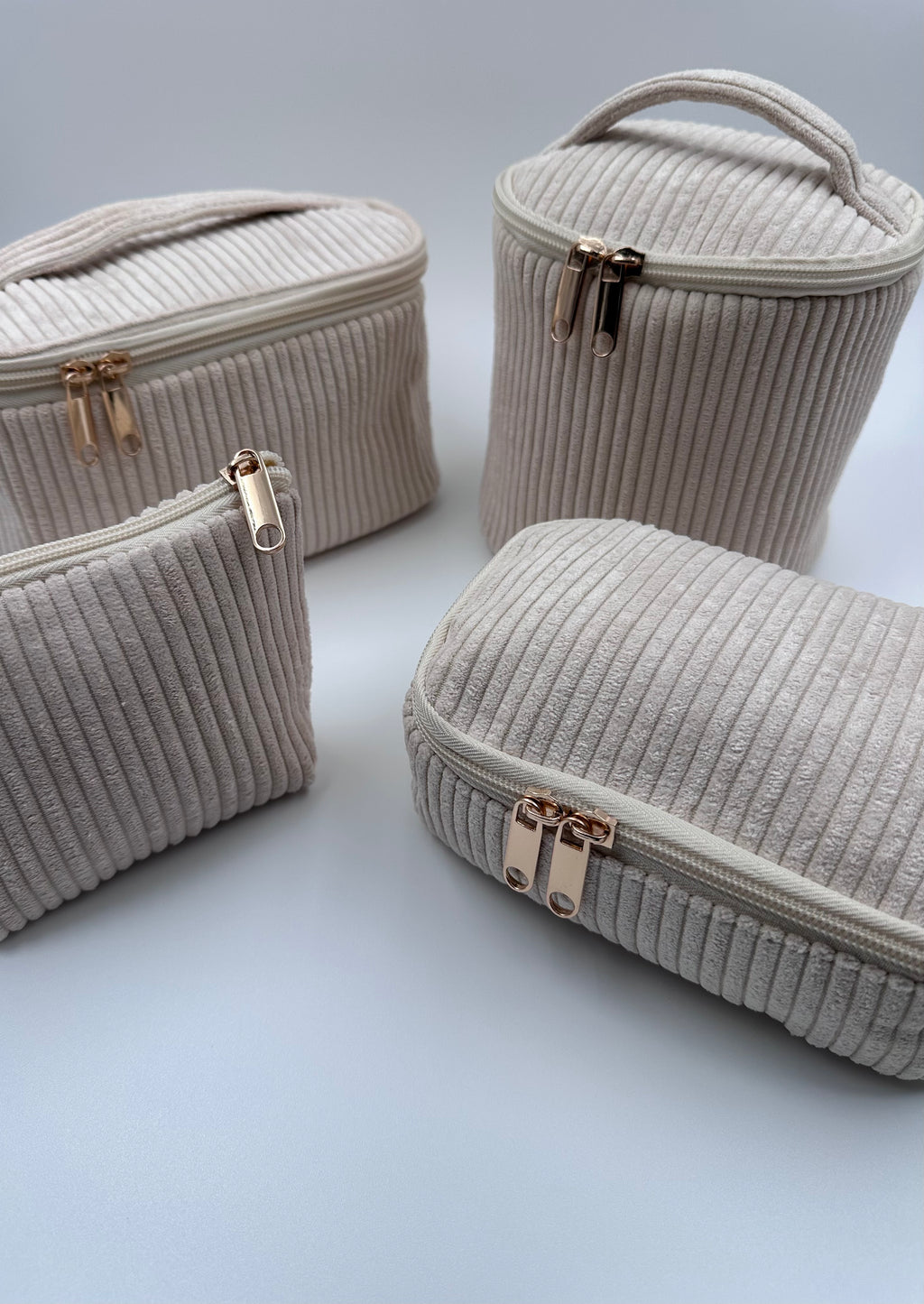 🤎🤍 Cream & Beige Makeup Bag Set – 4-Piece Travel Set
