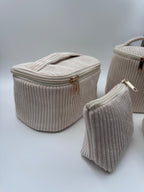🤎🤍 Cream & Beige Makeup Bag Set – 4-Piece Travel Set