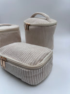 🤎🤍 Cream & Beige Makeup Bag Set – 4-Piece Travel Set