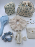 Ivory & Light Blue Floral Beauty & Accessories Gift Set