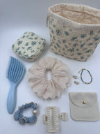 Ivory & Light Blue Floral Beauty & Accessories Gift Set
