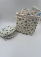 Ivory & Light Blue Floral Beauty & Accessories Gift Set