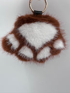 Fluffy Paw Keychain & Bag Charm – Brown & White 🐾🤎