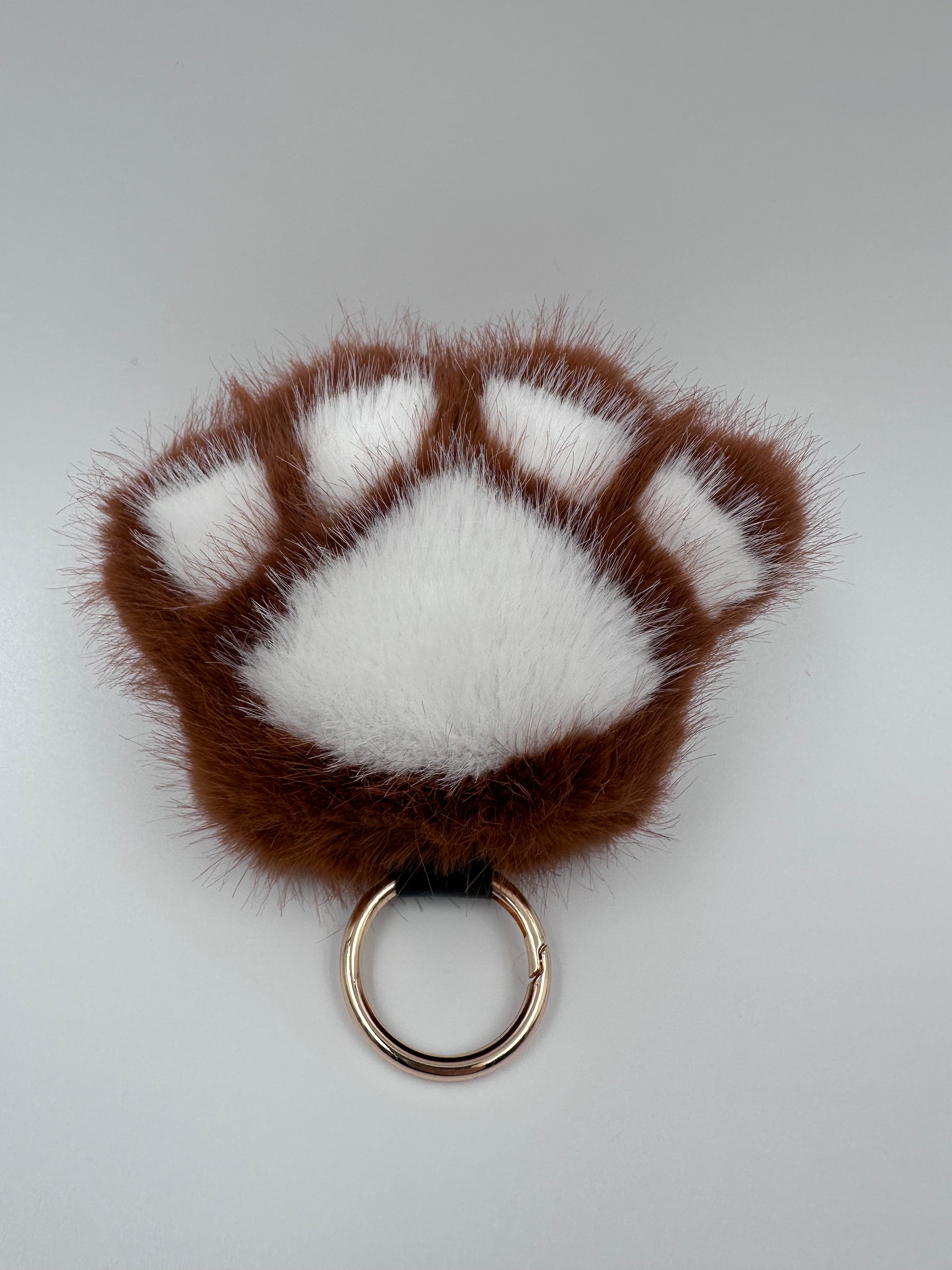 Fluffy Paw Keychain & Bag Charm – Brown & White 🐾🤎