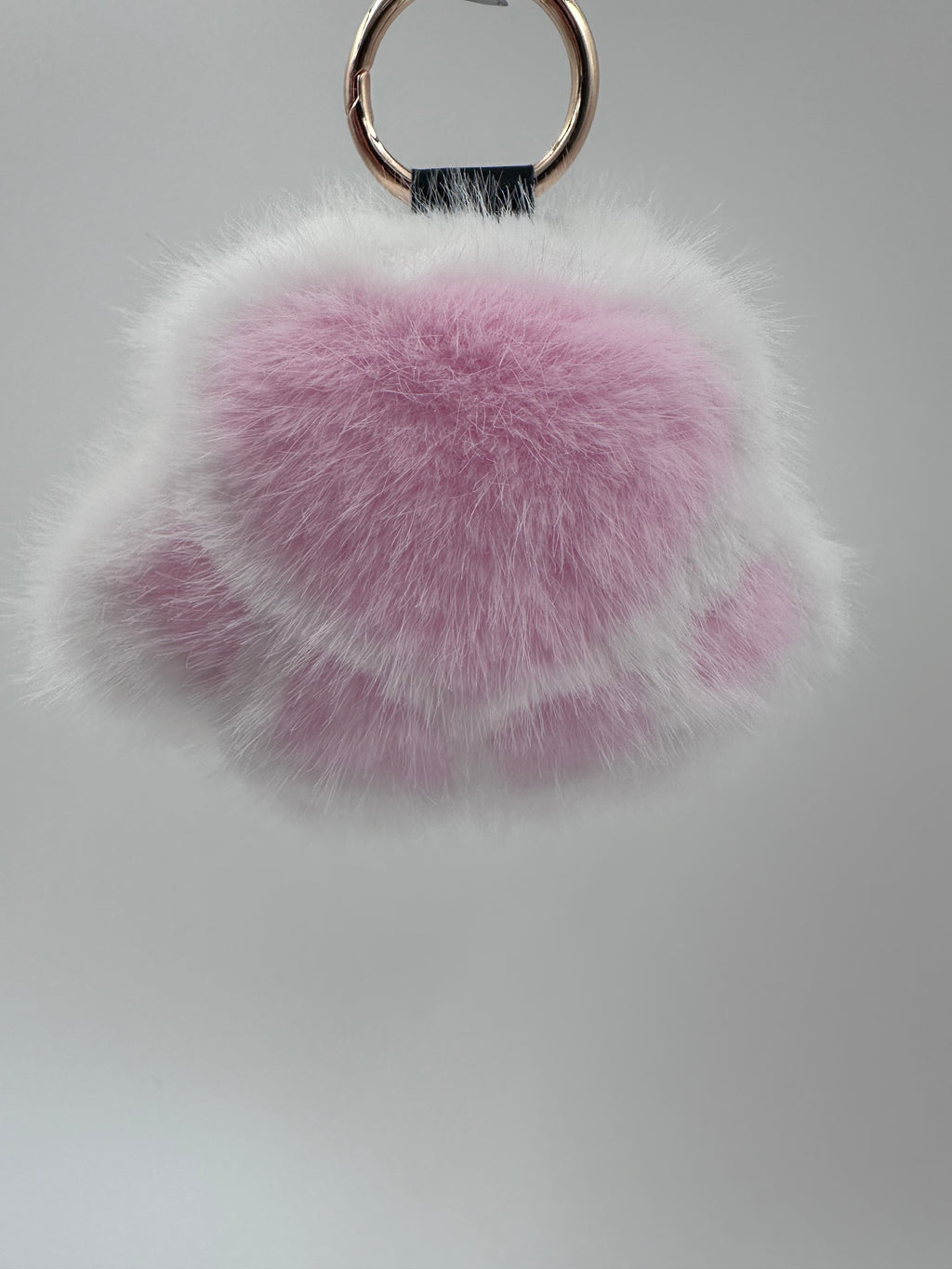 Fluffy Paw Keychain & Bag Charm – White & Pink  🐾🤍💗
