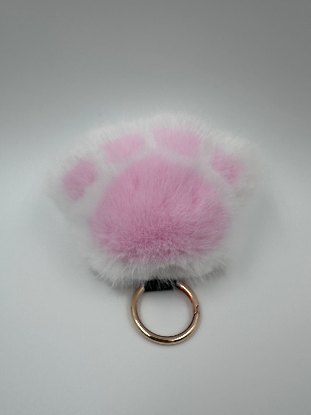 Fluffy Paw Keychain & Bag Charm – White & Pink  🐾🤍💗