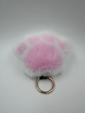 Fluffy Paw Keychain & Bag Charm – White & Pink  🐾🤍💗
