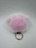 Fluffy Paw Keychain & Bag Charm – White & Pink  🐾🤍💗