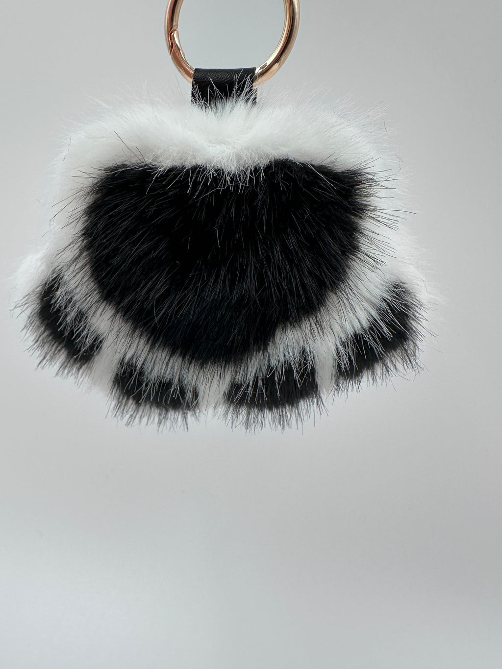 Fluffy Paw Keychain & Bag Charm – White & Black 🐾🖤🤍