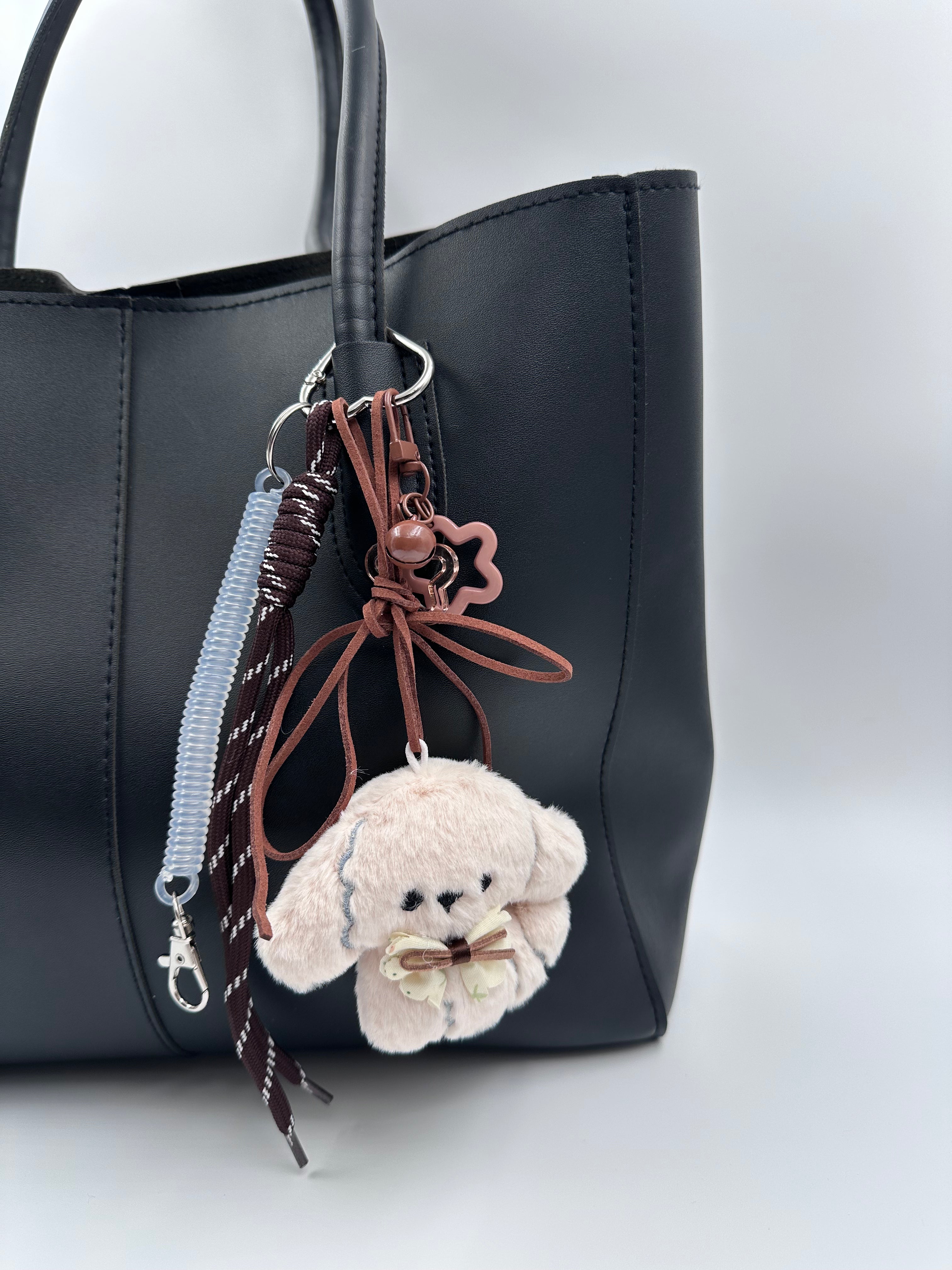 Plush Puppy Keychain & Bag Charm – Beige 🐶🤎
