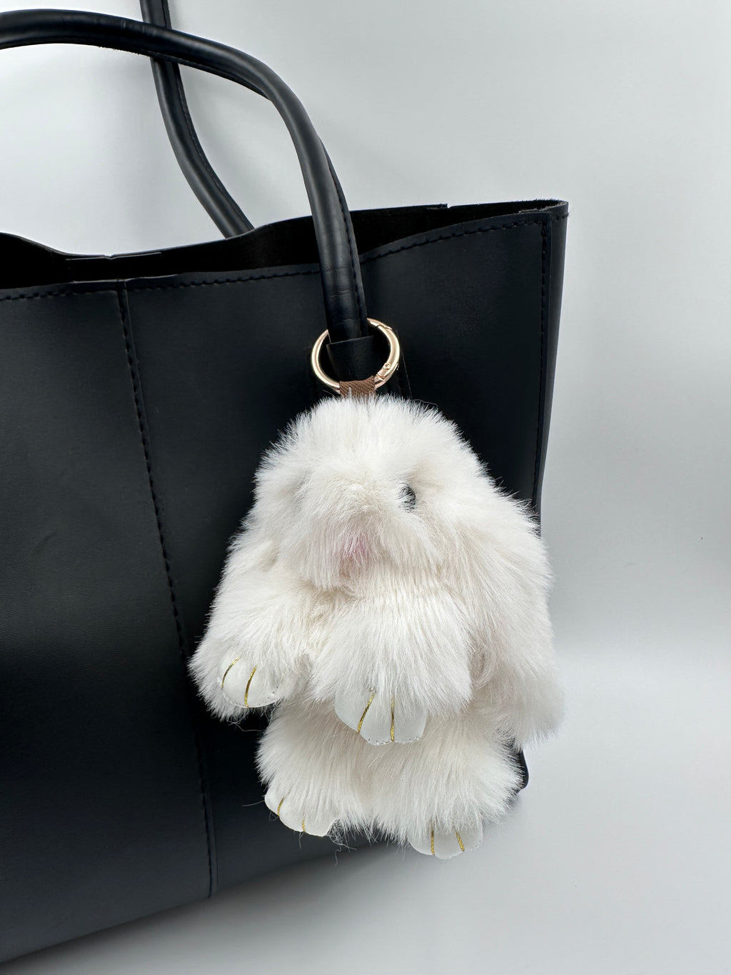 Fluffy Bunny Keychain & Bag Charm – White 🐰