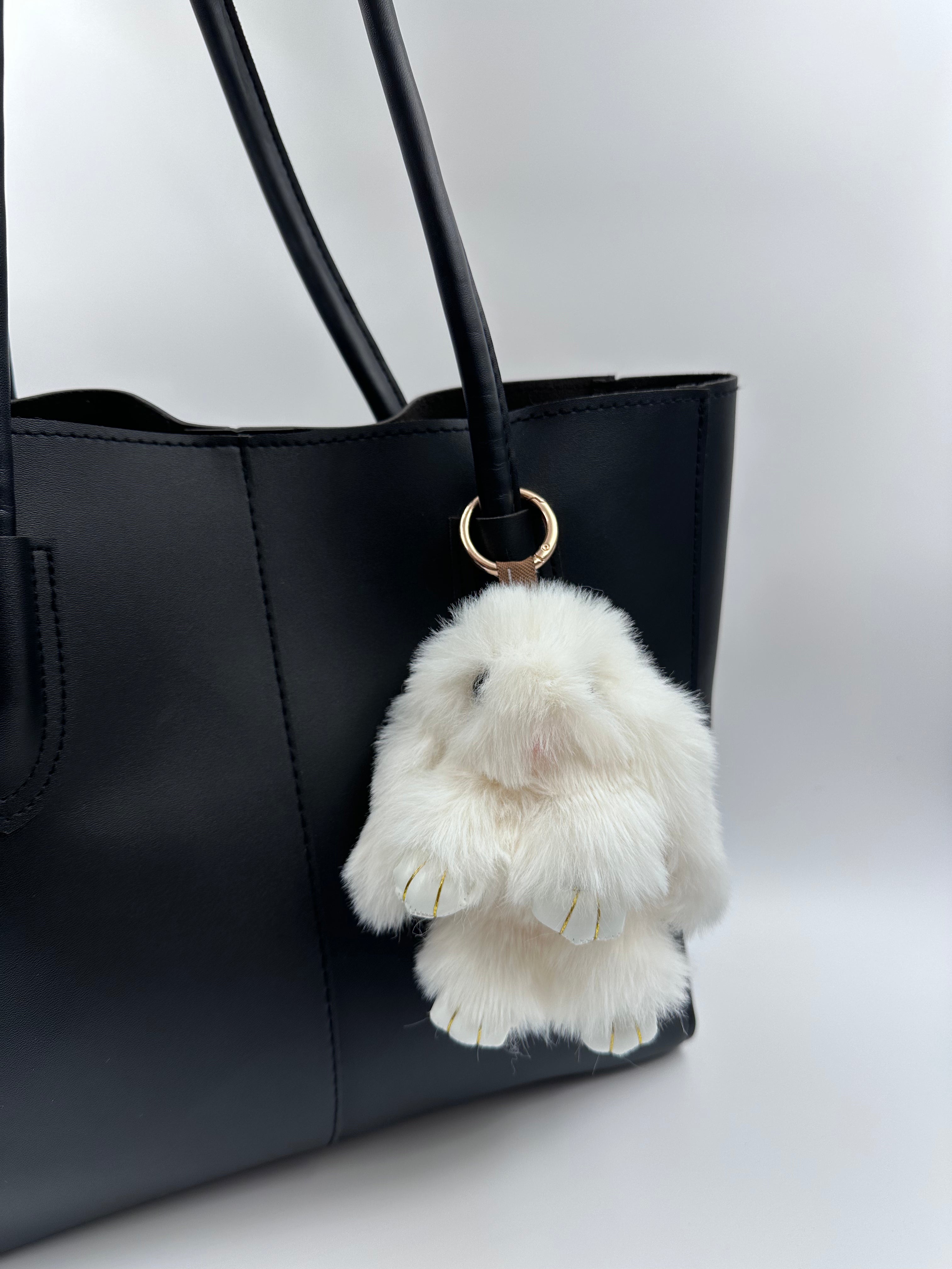 Fluffy Bunny Keychain & Bag Charm – White 🐰