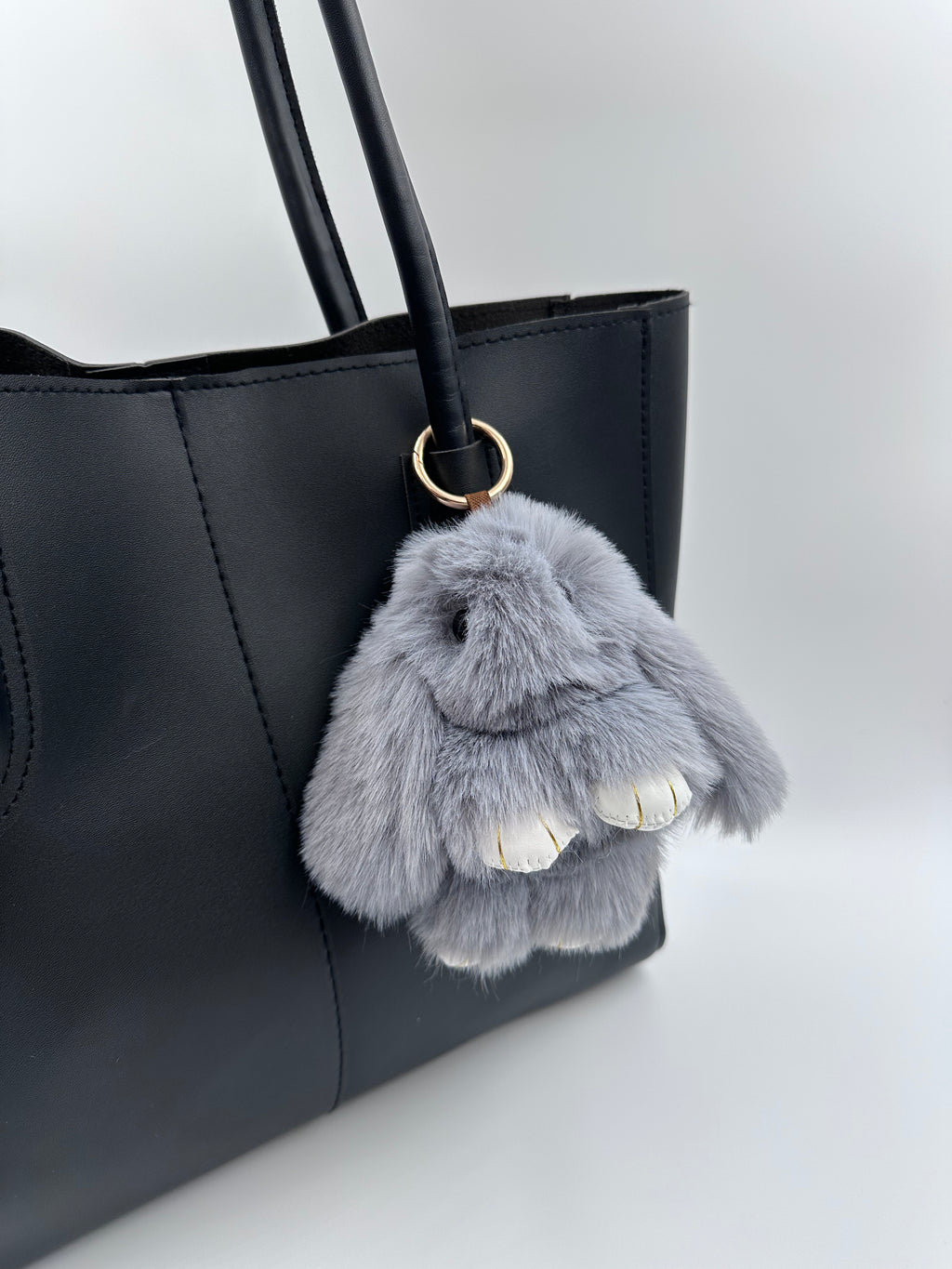 Fluffy Bunny Keychain & Bag Charm – Gray 🐰