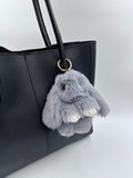 Fluffy Bunny Keychain & Bag Charm – Gray 🐰