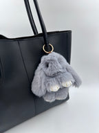 Fluffy Bunny Keychain & Bag Charm – Gray 🐰