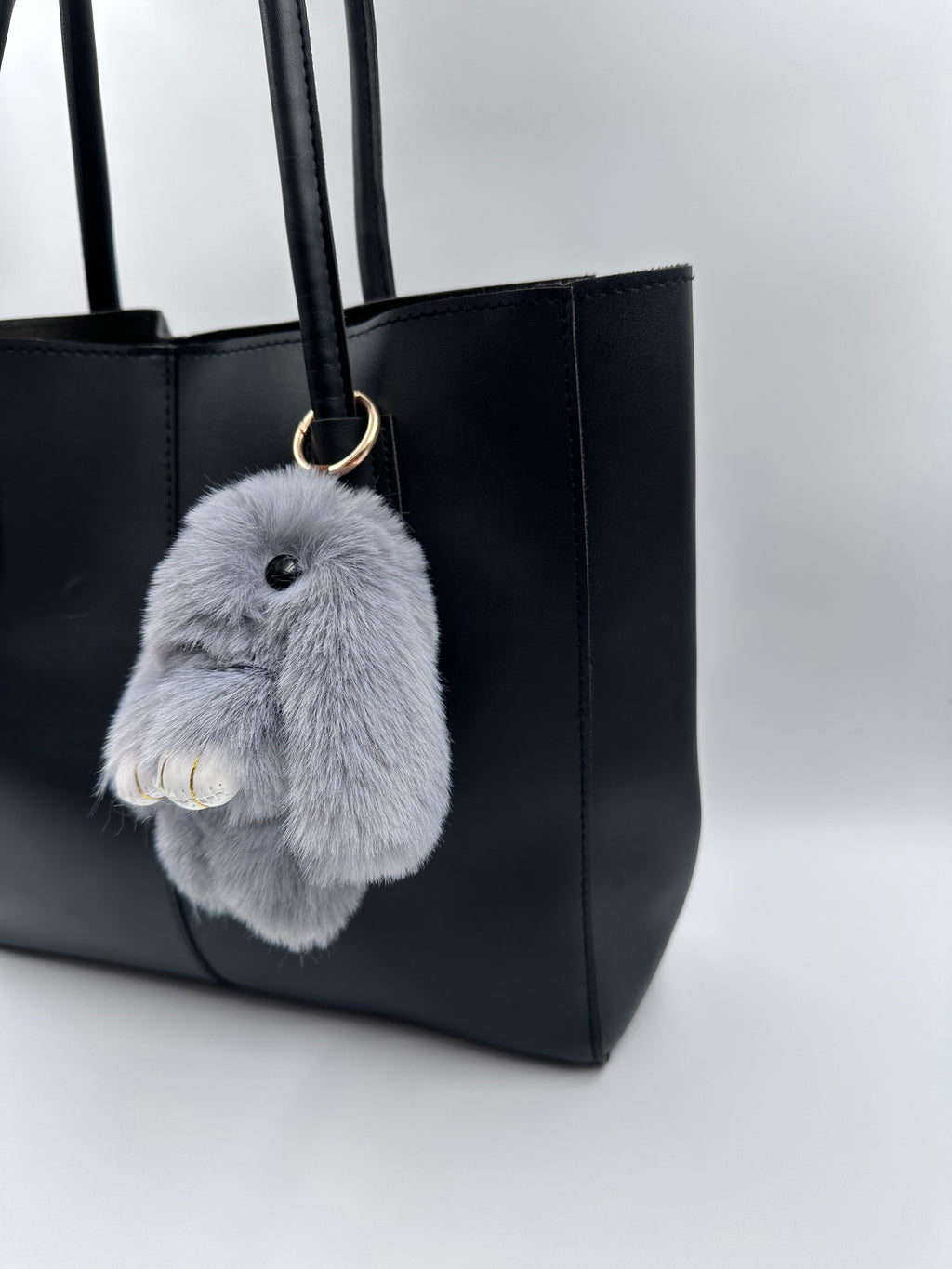 Fluffy Bunny Keychain & Bag Charm – Gray 🐰