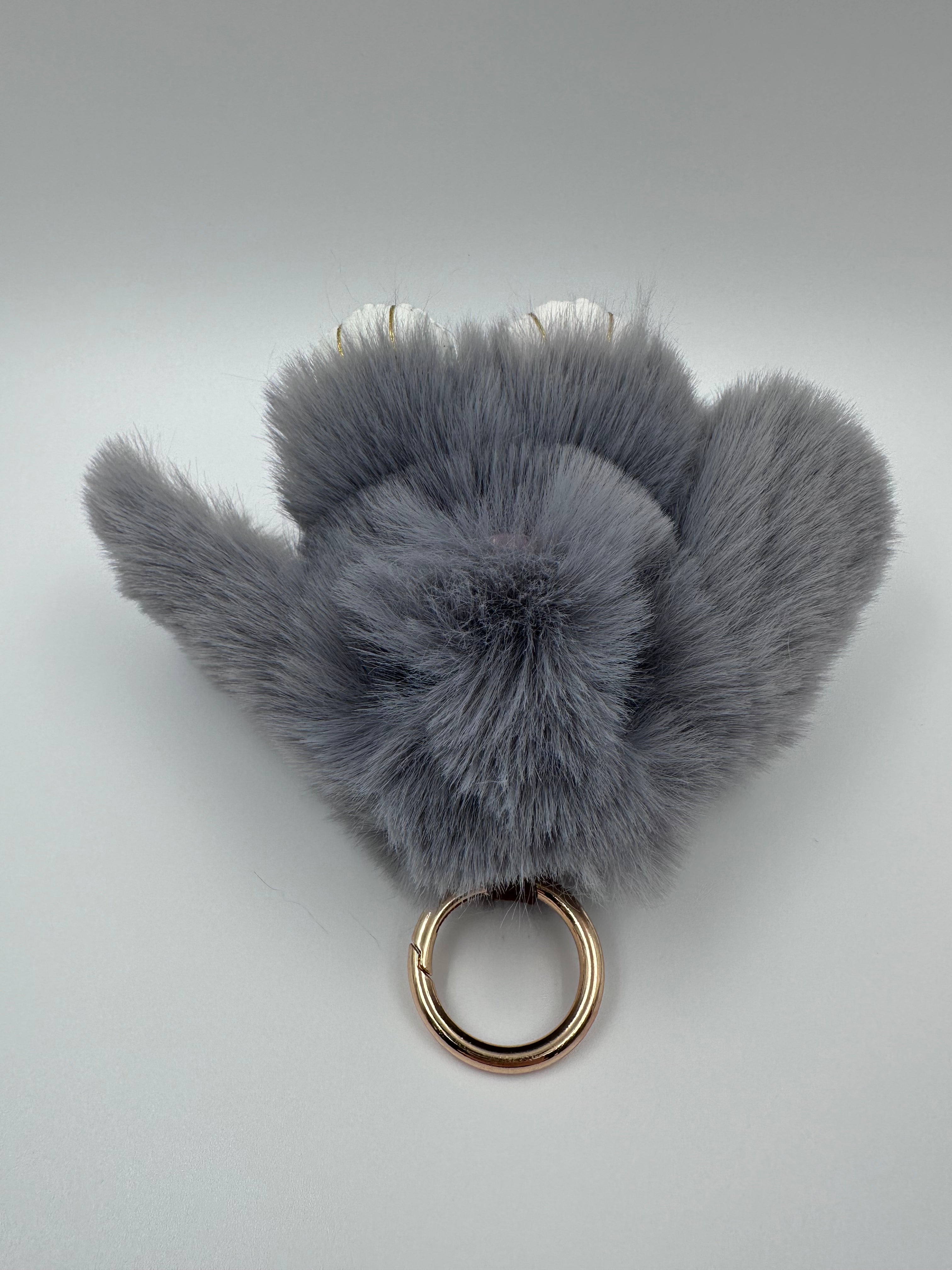 Fluffy Bunny Keychain & Bag Charm – Gray 🐰