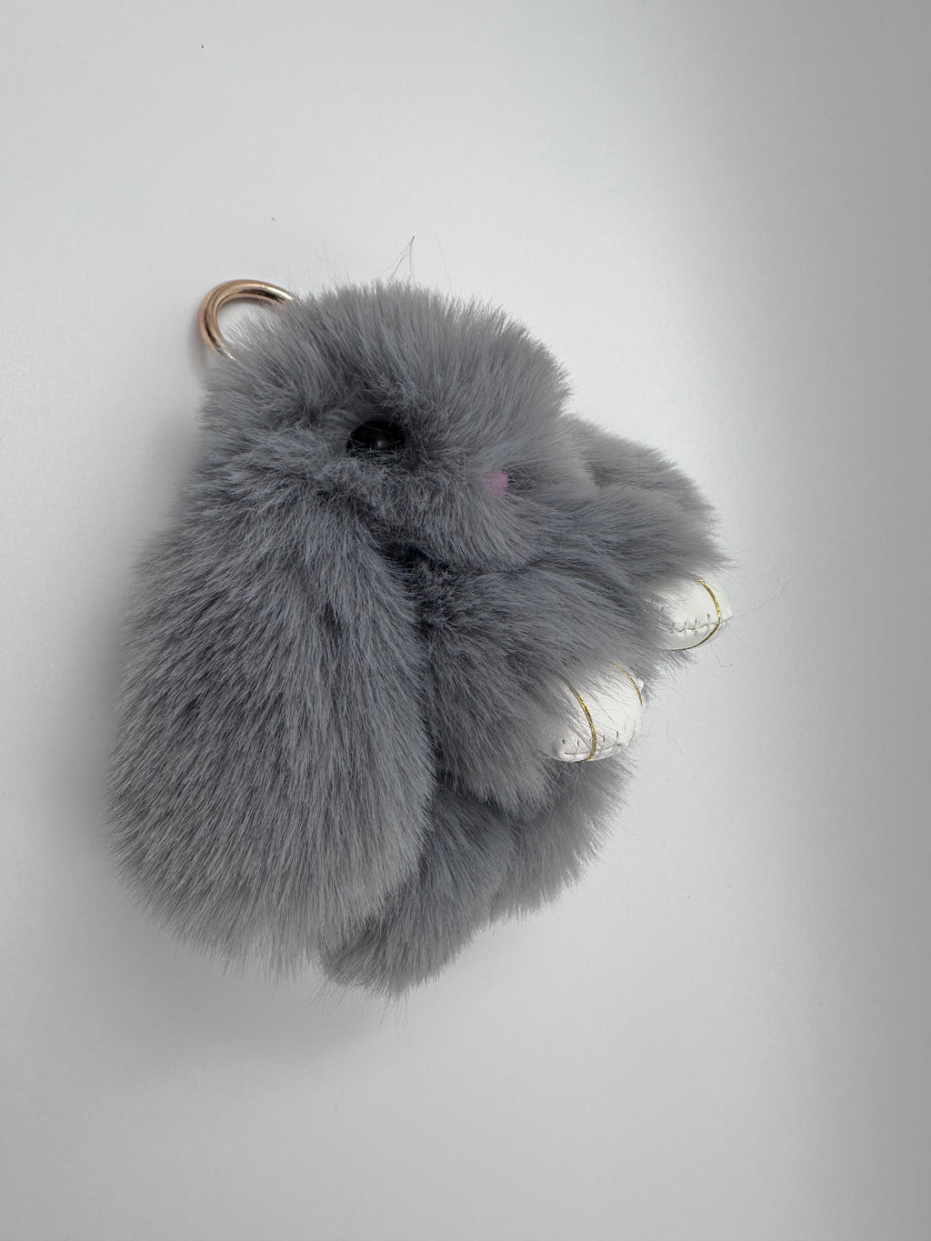 Fluffy Bunny Keychain & Bag Charm – Gray 🐰