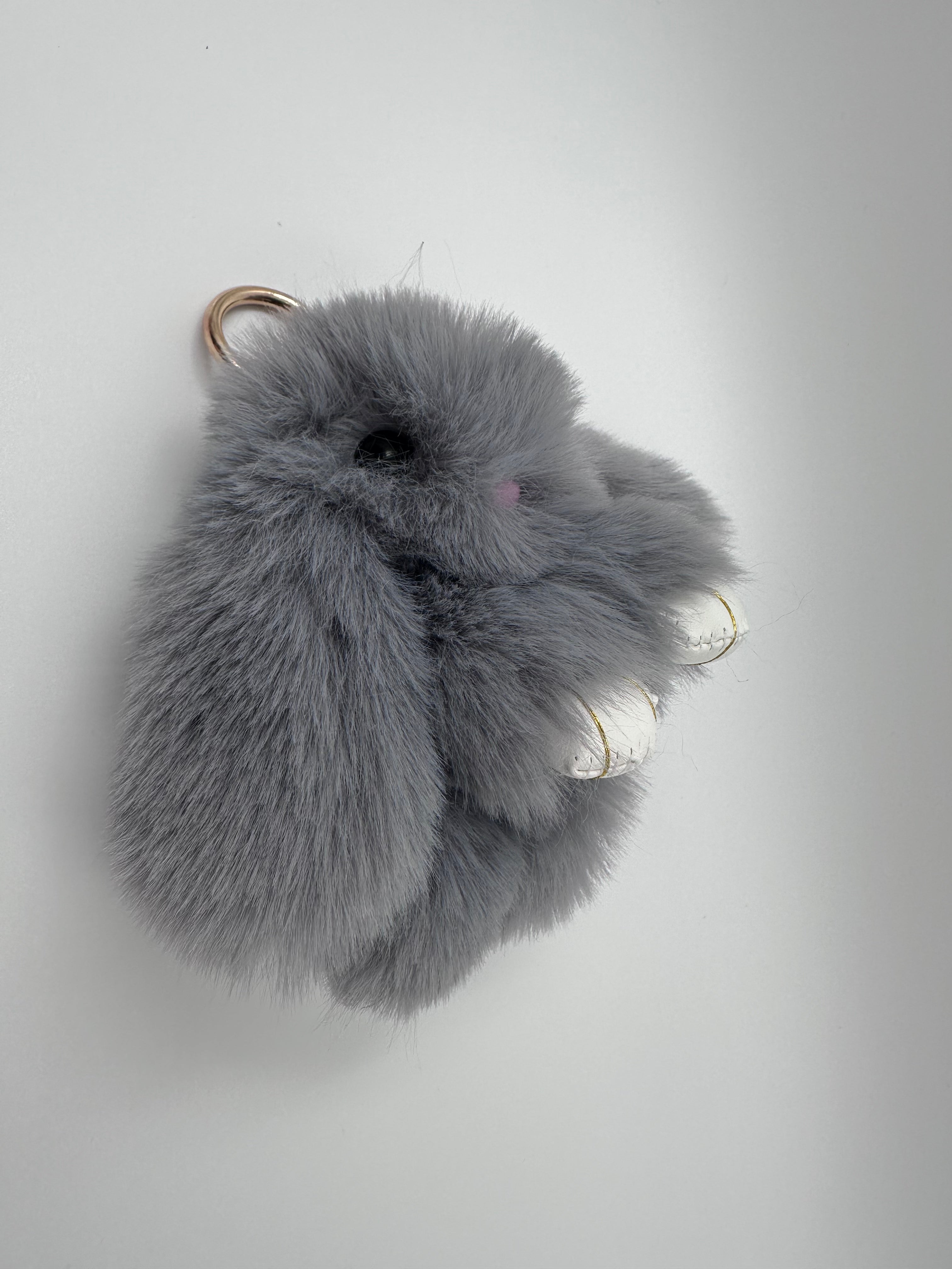 Fluffy Bunny Keychain & Bag Charm – Gray 🐰
