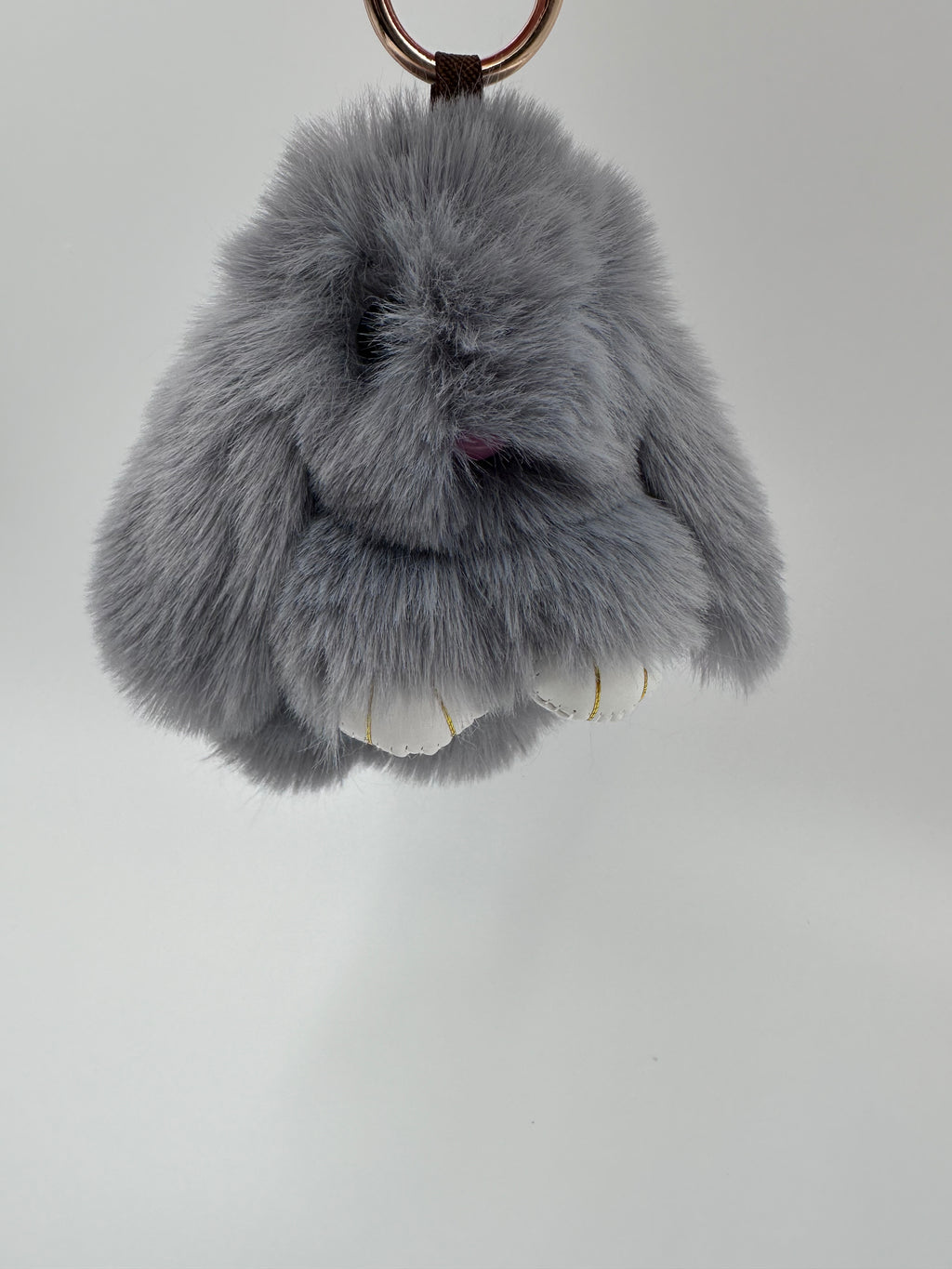 Fluffy Bunny Keychain & Bag Charm – Gray 🐰