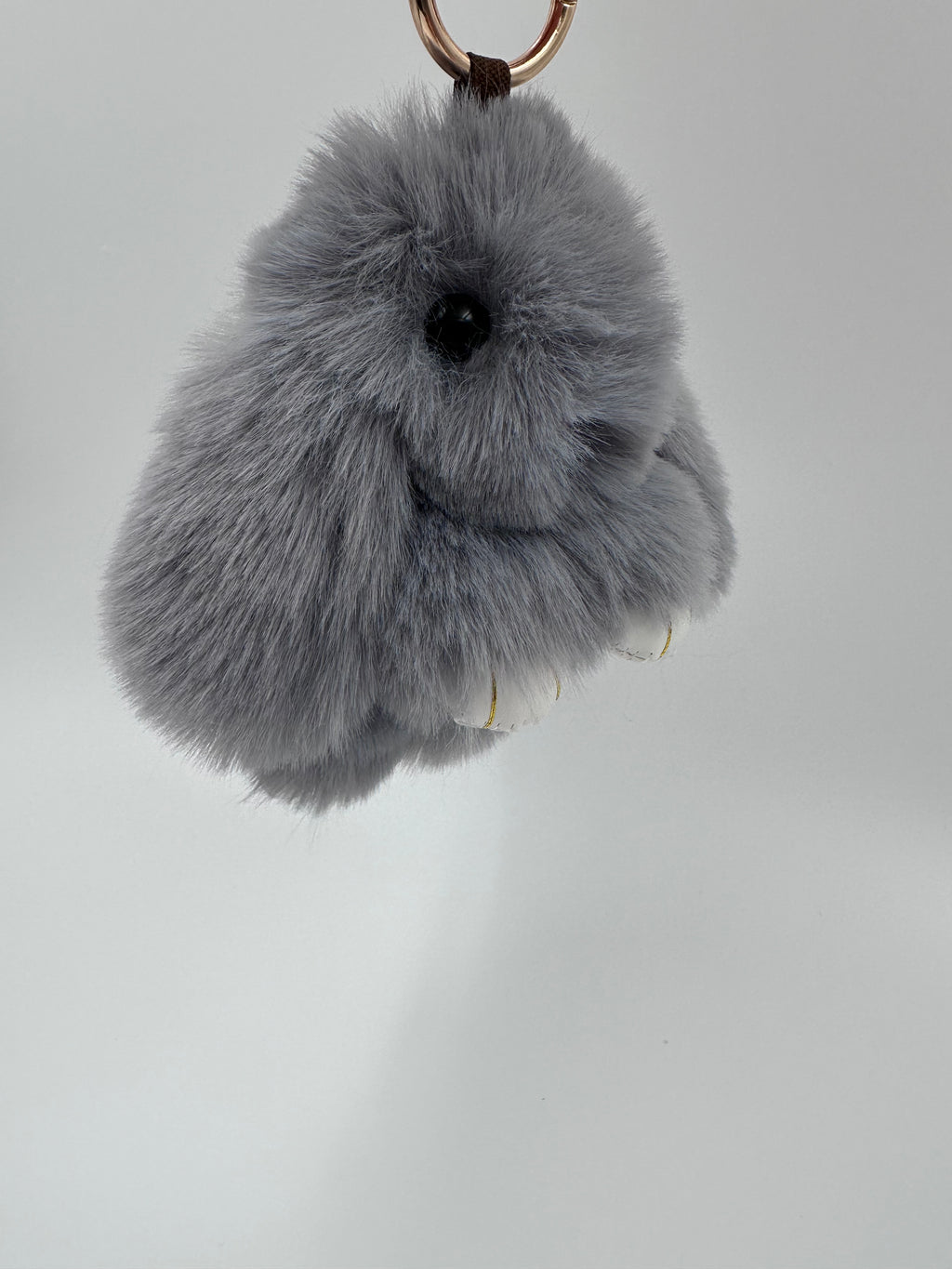 Fluffy Bunny Keychain & Bag Charm – Gray 🐰
