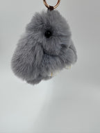 Fluffy Bunny Keychain & Bag Charm – Gray 🐰