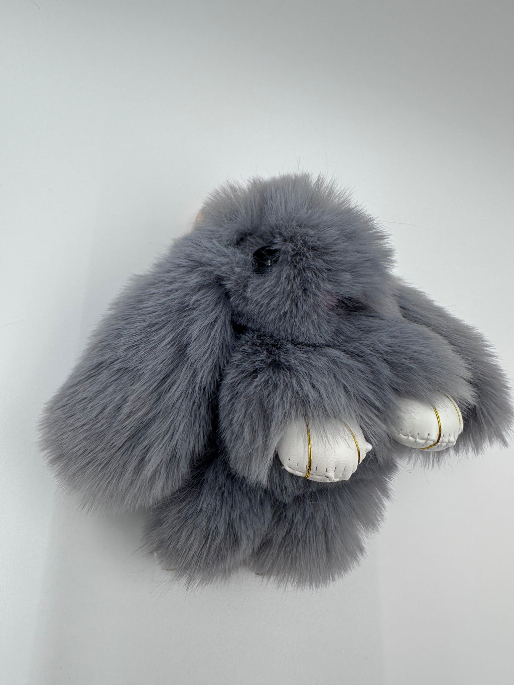 Fluffy Bunny Keychain & Bag Charm – Gray 🐰
