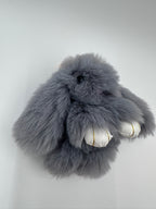 Fluffy Bunny Keychain & Bag Charm – Gray 🐰