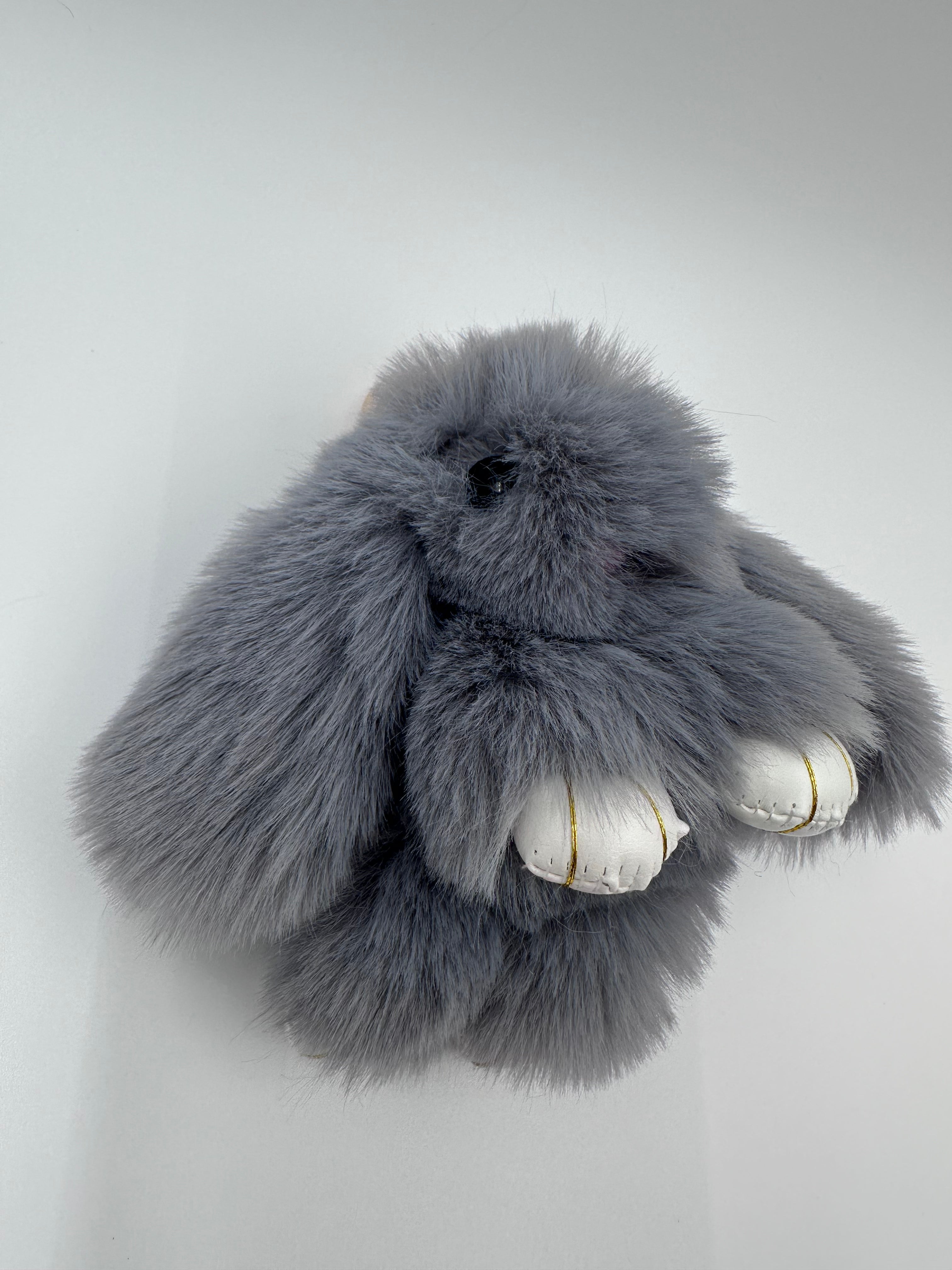 Fluffy Bunny Keychain & Bag Charm – Gray 🐰