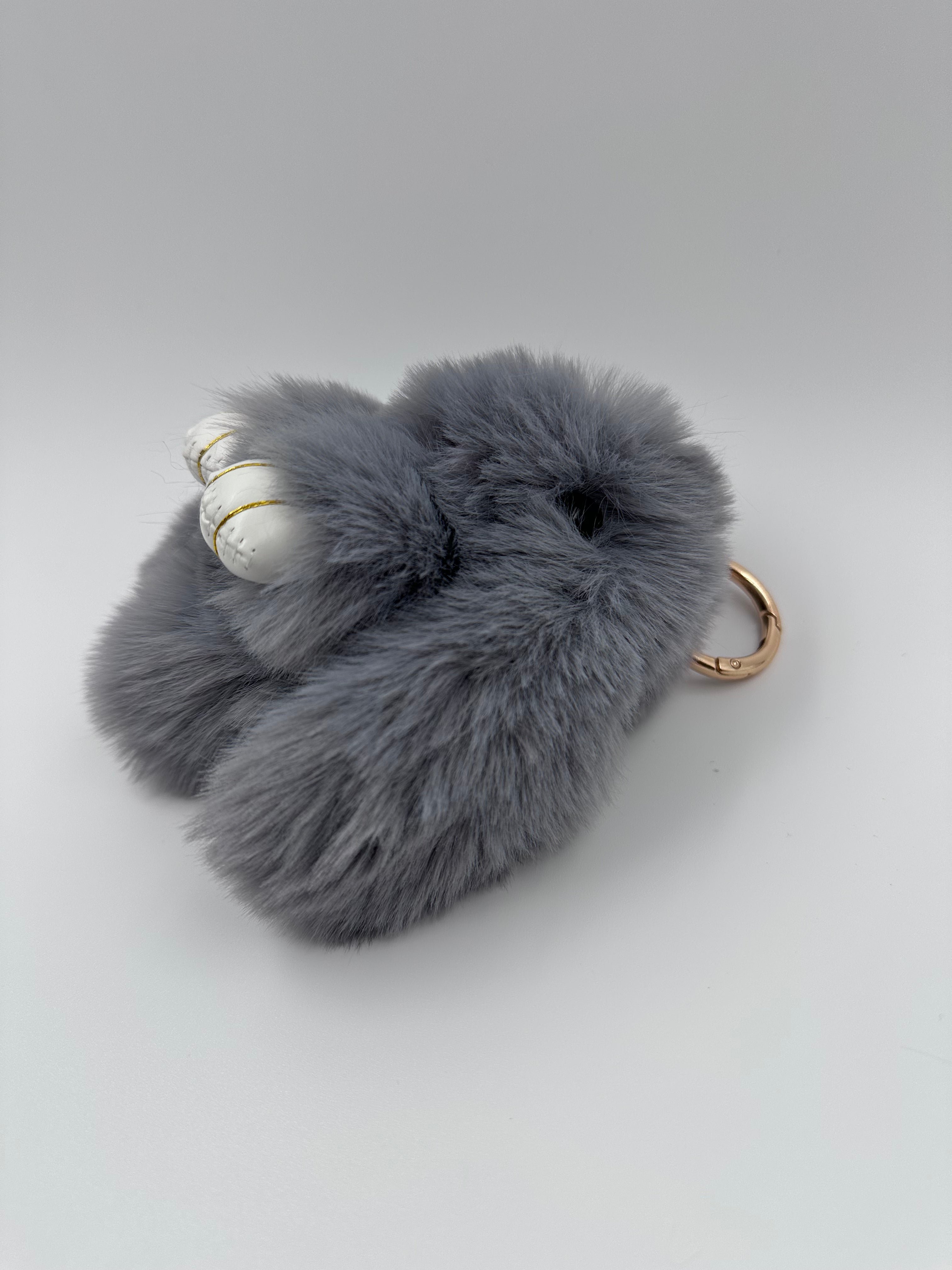 Fluffy Bunny Keychain & Bag Charm – Gray 🐰