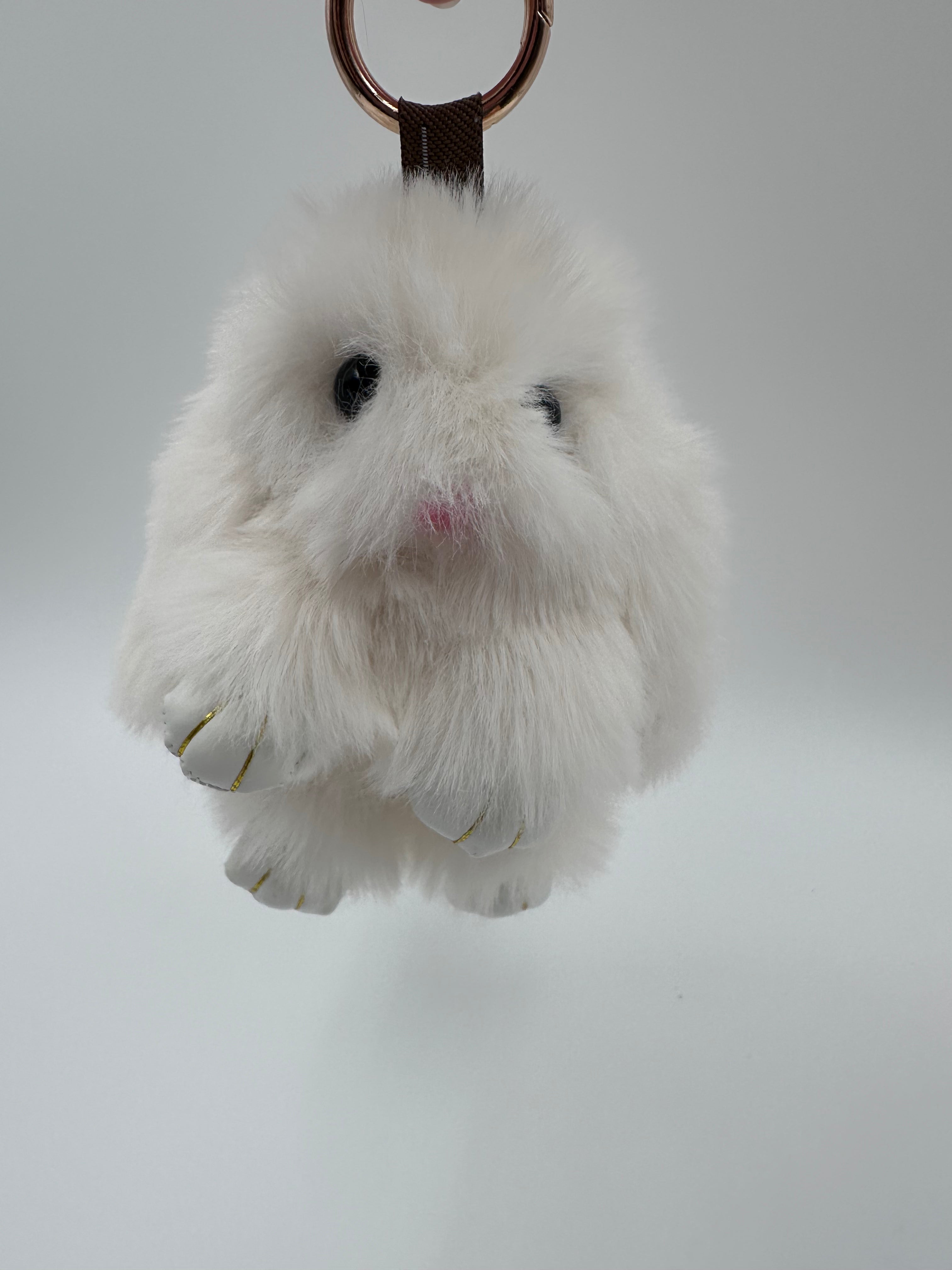 Fluffy Bunny Keychain & Bag Charm – White 🐰